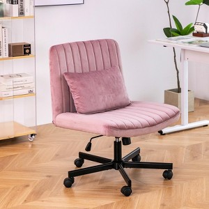 NicBex Adjustable Height Velvet Home Office Chair with Pillow and Wheels for Work Study Vanity - 1 of 2