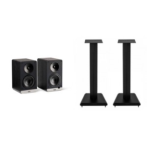 ELAC LS10-B SPEAKER STANDS And DEBUT ConneX BOOKSHELVES-BLACK - 1 of 4