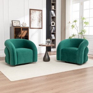 SEYNAR Modern Glam Velvet 360 Degree Swivel Accent Armchair with Tufted Back Set of 2 - 1 of 4
