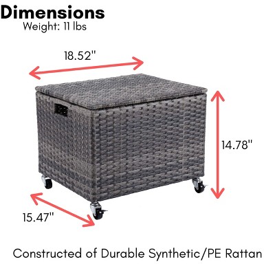 Gray Wicker Rolling File Storage Cabinet with Wheels