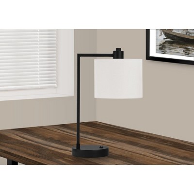 Monarch Specialties Lighting 19inchH Table Lamp Usb Port Included Black Metal Ivory / Cream Shade Modern