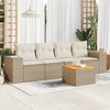 vidaXL Patio Sofa Set with Cushions Outdoor Furniture 5 Piece Poly Rattan - Beige and Cream - 2 of 4