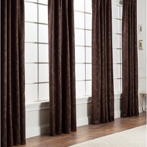 Chanasya 2pk Embossed Damask Room Darkening Window Curtain Panels - Set of 2 - 1 of 4
