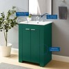 Modway Maybelle 24" Bathroom Vanity – Compact Sink Cabinet with Mid-Century Design, Fluted Detail, and Storage Shelf - 2 of 4