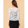 INSPIRE CHIC Women's Tie Front Ruffled Hem Floral Lace Sheer Crop Bolero Shrug - 3 of 4