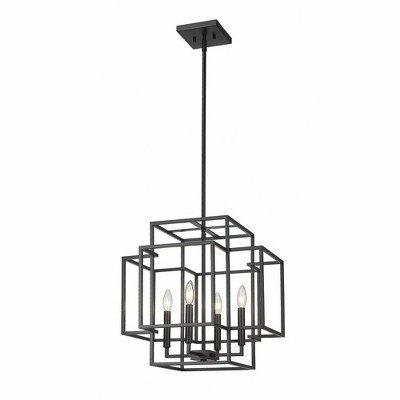 Titania Matte Black Geometric Steel 4-Light Pendant