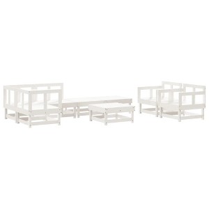 vidaXL Patio Lounge Set - Outdoor Furniture 8 Piece - White Solid Pine Wood - Farmhouse Style - for Garden, Patio, or Terrace - 1 of 4