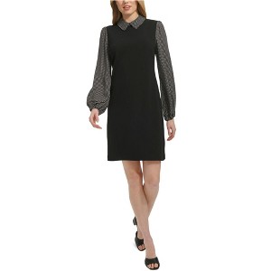 Tommy Hilfiger Womens Mix Media Layered Look Sheath Scuba Dress - 1 of 2