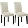 VECELO Set of 2/4/6 Upholstered Dining Chairs High Back Parsons Chairs Wooden Kitchen Chairs Brown/Beige/Green - 2 of 4