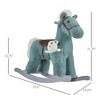 Ruvalino Baby Bouncers and Rockers Plush Ride On Rocking Horse with Bear Toy and Realistic Sounds for Playroom, Blue, 25.5"*10.3"*21.8" - 3 of 4