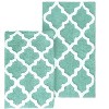 Home Mart Goods Blue 2 Piece Trellis Plush Soft Cozy 100% Cotton Bath Mat Set - 2 of 3