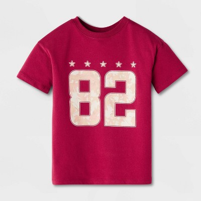 Cat & Jack Girls' Short Sleeve 100% Cotton 'Camo 82' Oversized Graphic T-Shirt - Cat & Jack™ Cherry Red L — фото 2