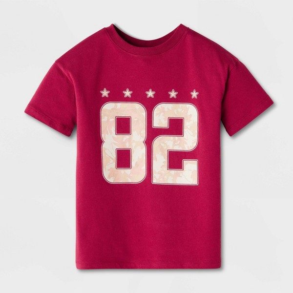 Playera de manga corta 100% algodón 'Camo 82' de corte holgado para niña - Cat & Jack™ Rojo cereza 2