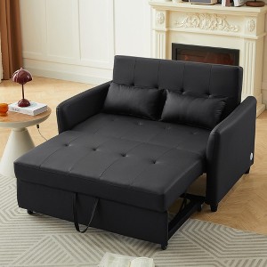 CIPACHO Orisfur. 51.57" Convertible Sleeper Bed, Adjustable Oversized Armchair  with Three USB Ports for Small Space, Black - 1 of 1