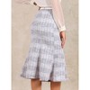 Allegra K Women's Tweed High Waist Midi Plaid Belted Fishtail Bodycon Skirts - 3 of 4