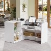 PAKASEPT L-Shaped Reception Desk with Counter for Retail & Checkout, Front Reception Counter with Drawers & Open Shelves, for Beauty Salon,Shop,Bar - 3 of 4