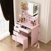 FUFU&GAGA Makeup Vanity Set with Mirror and Stool Drawer and Shelf - 3 of 4