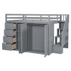 PAGED Full Size Loft Bed, Wooden Bed Frame with Wardrobes, Drawers, Lockers, Storage Stairs and Guardrail, Modern Bunk Bed for Kids, Adults - 3 of 4
