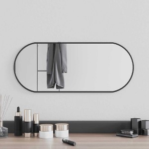 Aghana Digitals Oval Black Synthetic Glass Wall Mirror, 23.6x9.8in Minimalist Design for - 1 of 4