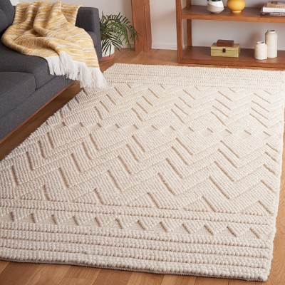 Beige Flat Woven Wool 4' x 6' Handmade Area Rug