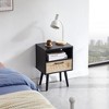 Lyngins Rattan Woven Side Table with Drawer, Storage End Table Living Room with Solid Wood Legs, 15.75" Bedroom Nightstand, Small Table Sofa Table - 2 of 4
