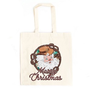 City Creek Prints Western Santa Canvas Tote Bag - 15x16 - Natural - 1 of 2