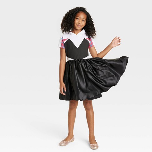 Girls' Marvel Spider-man Ghost Spider Cosplay Dress - Black/white L Plus :  Target