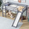 Okak Twin Loft Bed with Slide & Ladder,Rubberwood Bunk Beds Twin with Safety Rails & Play Space Under Bed,Low Loft Bed for Kids - 3 of 4