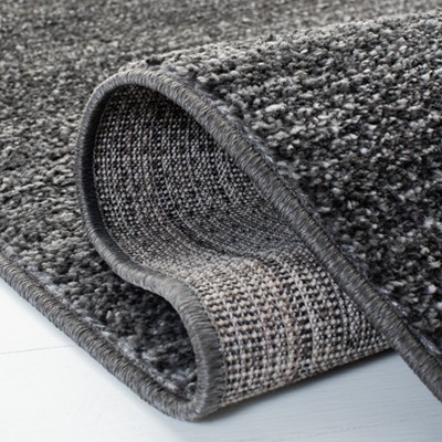 Dark Grey and Light Grey Abstract Synthetic Runner Rug