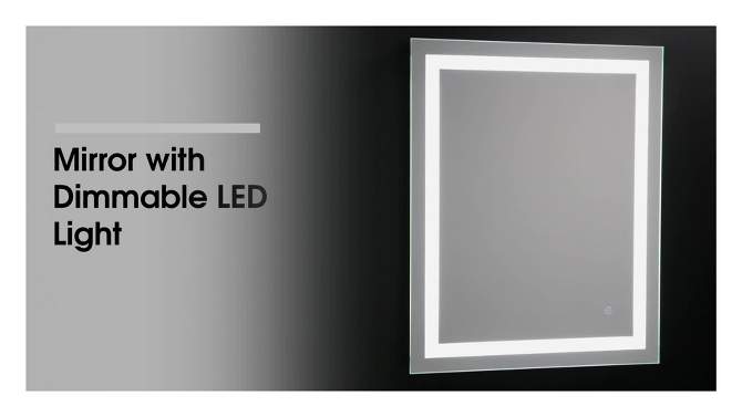 Single Frameless Dimmable LED Wall Mirror with Anti Fog Glass - Tosca, 2 of 6, play video
