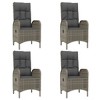 vidaXL 5 Piece Patio Dining Set - Black & Gray Poly Rattan - Cushioned Reclining Seats - Tempered Glass Tabletop - Garden, Patio, Deck Furniture - 4 of 4