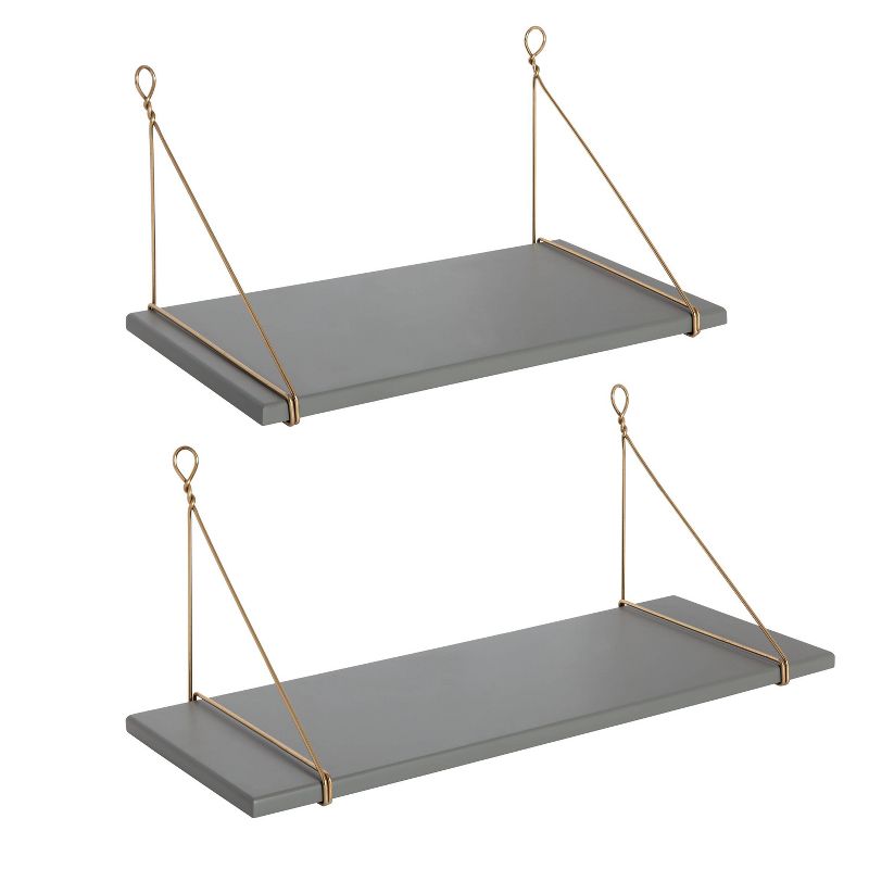 2pc Vista Wood and Metal Wall Shelves - Kate & Laurel All Things Decor, 1 of 8