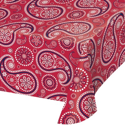 Paisley Plastic Tablecloth Red