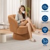 Modern Swivel Barrel Accent Chair, 360 Degree Velvet Upholstered Armchair, Striped Backrest, Comfy Lounge Chair for Living Room Bedroom Reading Nook - 2 of 4