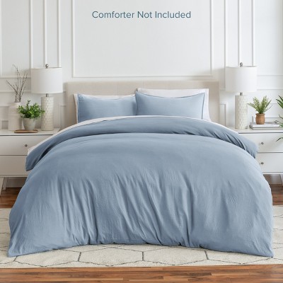 Dusty Blue Ultra-Soft Microfiber Queen Duvet Cover Set