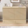 Queen/Full Size Murphy Bed Wall Bed, Modern Wood Cabinet Bed with Drawer and Sockets & USB Ports -ModernLuxe - 2 of 4