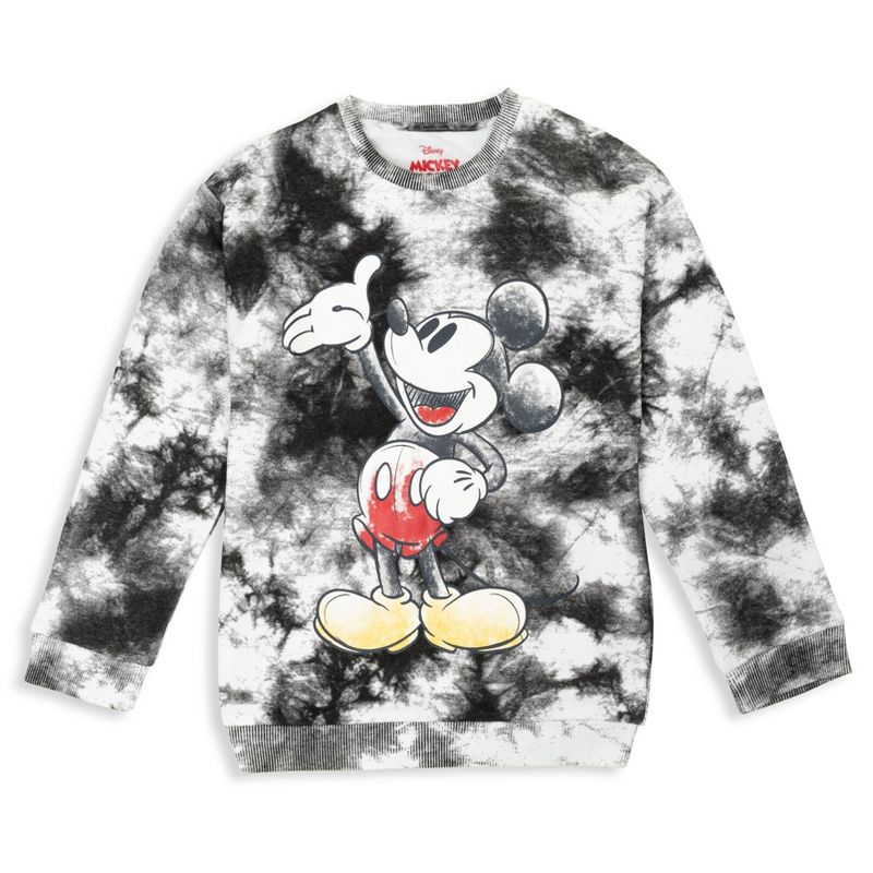 Disney Mickey Mouse Fleece Pullover Sweatshirt Tie Dye Black/White , 1 of 8