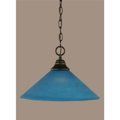 Toltec Lighting Any 1 - Light Pendant in  Matte Black with 16" Blue Italian Shade