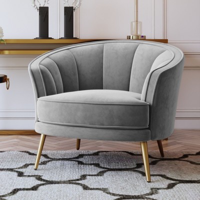 Modern Velvet Upholstered Accent Barrel Chair Gray Modernluxe Target   GUEST 2d417b2b 0f3d 44d8 89a9 517bf868b69b