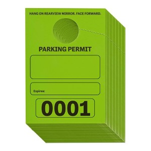 Juvale 100 Pack Temporary Parking Permit Hang Tags Numbered 0001- 0100, Hanging Passes for Car Mirrors, Bulk, Green, 3.15 x 4.75 In - 1 of 4