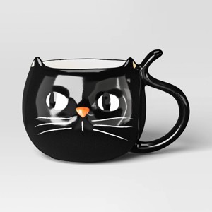 15.5 fl oz Halloween Stoneware Figural Cat Mug Black - Hyde and EEK! Boutique™ - 1 of 3