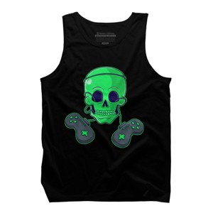 Men's Design By Humans Halloween Skeleton Skull Crossbones Video Gamer By TaiHan Tank Top - 1 of 4