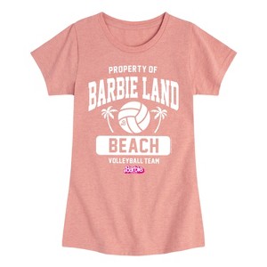 Girls' - Barbie - Property of Barbie Land Beach Volleyball Team Fitted Short Sleeve Graphic T-Shirt - 1 of 4