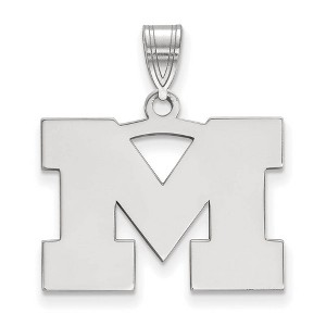 Black Bow Jewelry 14k White Gold Michigan Wolverines NCAA Medium Pendant - 1 of 3