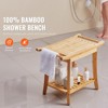 VEVOR Bamboo Shower Bench, 24 x 13.8 x 18.9 in, Waterproof Shower Stool Chair with Storage Shelf Handle, 300 lbs Load Capacity, Natural Bamboo - 3 of 4