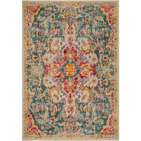 Phoenix Phx156 Power Loomed Area Rug - Blue/yellow - 5'1