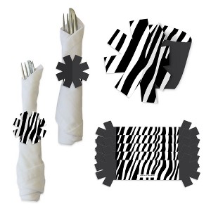 Big Dot of Happiness Zebra Print - Safari Party Paper Napkin Holder - Napkin Rings - Set of 24 - 1 of 4