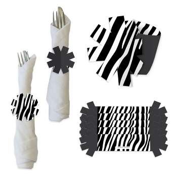 Big Dot of Happiness Zebra Print - Safari Party Paper Napkin Holder - Napkin Rings - Set of 24