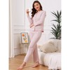 INSPIRE CHIC Women's Pajama Sets Button Up Long Sleeve V-Neck Elastic Waist Pants 2 Pieces with Pockets - 3 of 4