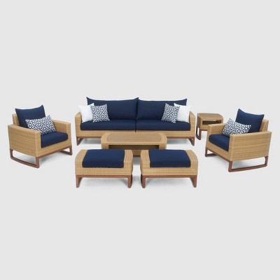 Mili 8pc Sofa and Club Chair Set Navy Blue - RST Brands